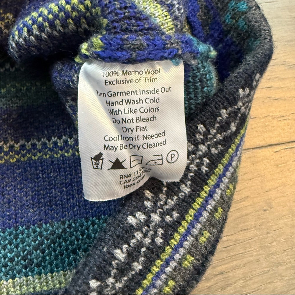 EUC Ibex Cozy 100%Wool Sweater Skirt Sz Large Grey with Blue/Green Nordic Design - Picture 8 of 8